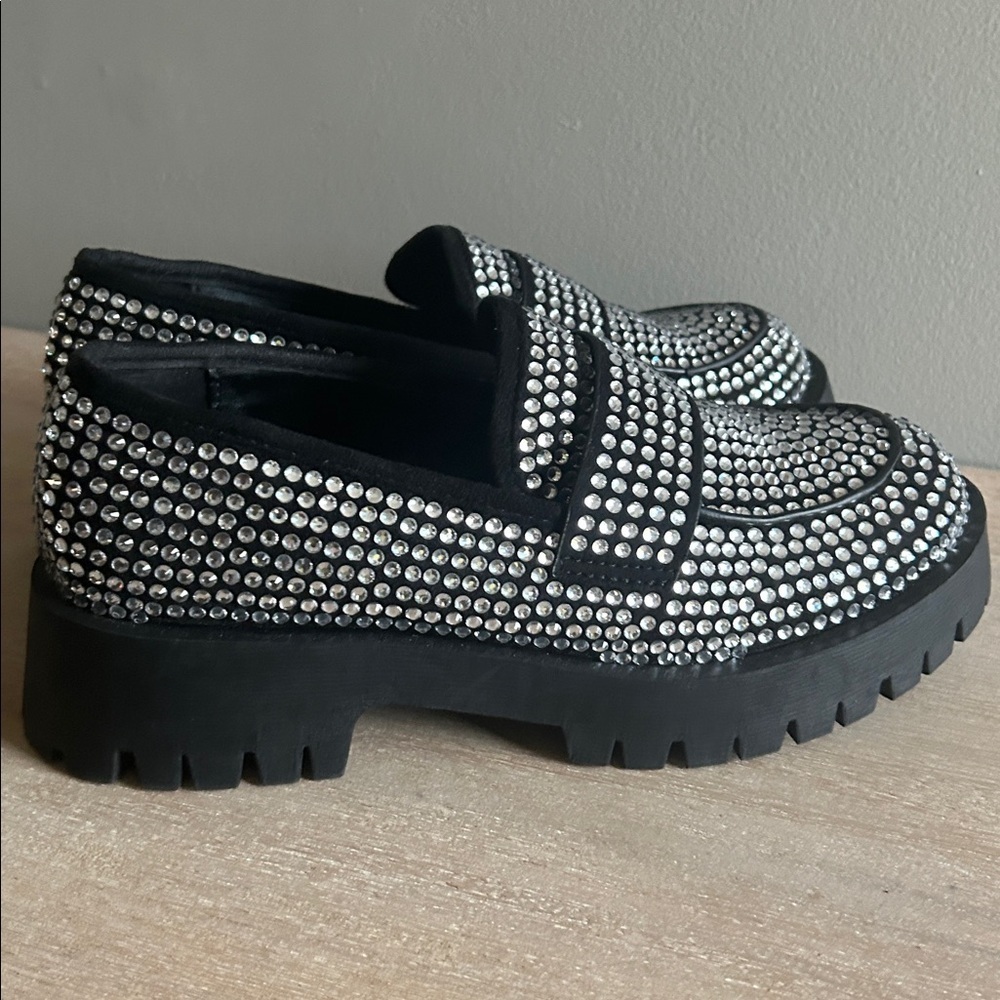 Steve Madden Y2K style retro Black silver sequin loafer women’s size 6 - Picture 7 of 9